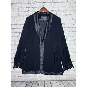 Moshita Couture Black Beaded Trim Blazer Jacket Womens Size 12
